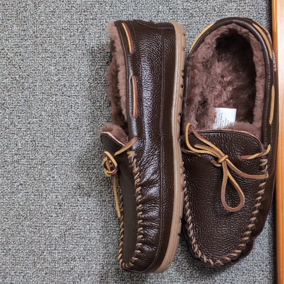 L.L. Bean Wicked Good Moccasins Moosehide Slipper Chocolate Brown Size 11.0 - Picture 8 of 14